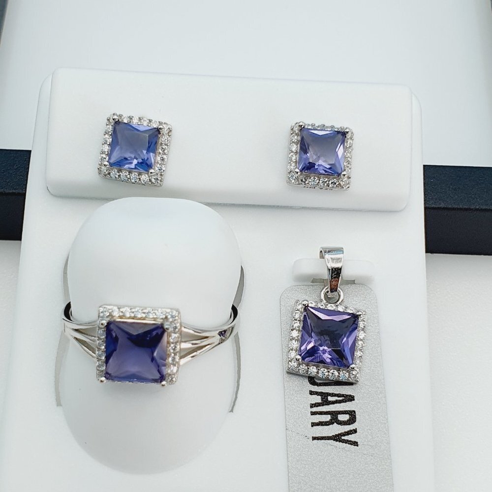 "925 Sterling Silver Cubic Zircon Birthstone Jewelry Set, UU1P7A7076